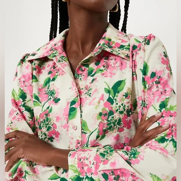 TUCKERNUCK Gossamer Pink Hydrangea Callahan Shirt Dress - Picture 5 of 10